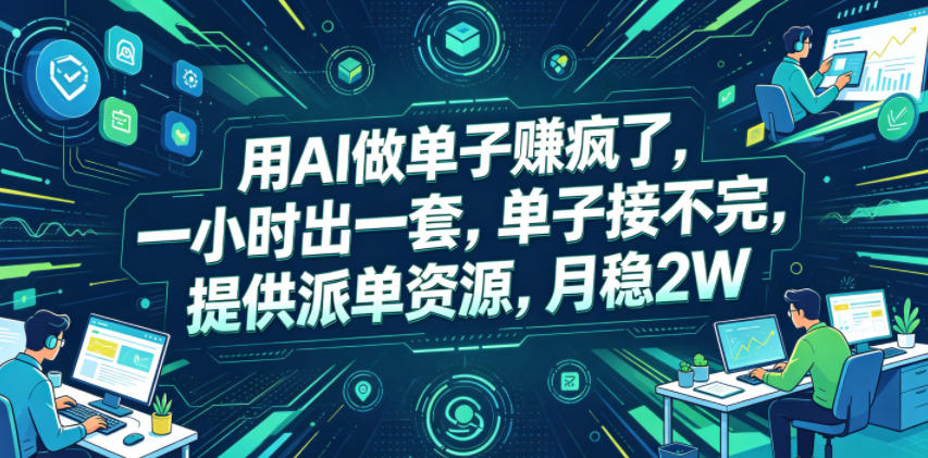 用AI做单子賺疯了，一小时出一套，单子接不完，提供派单资源，月稳2W【揭秘】 - 臻优资源网