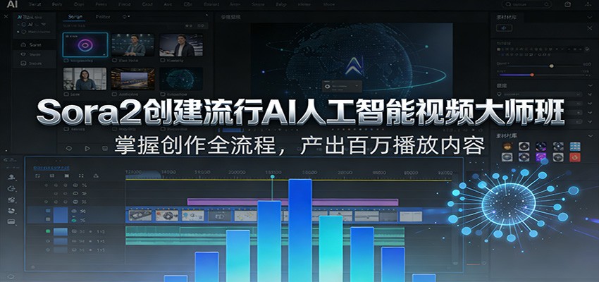 Sora2创建流行AI人工智能视频大师班，掌握创作全流程，产出百万播放内容 - 臻优资源网
