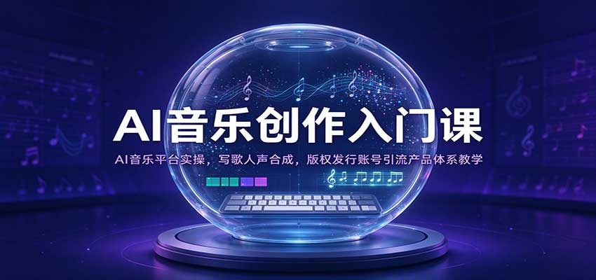 AI音乐创作入门课：AI音乐平台实操，写歌人声合成，版权发行账号引流产品体系教学 - 臻优资源网