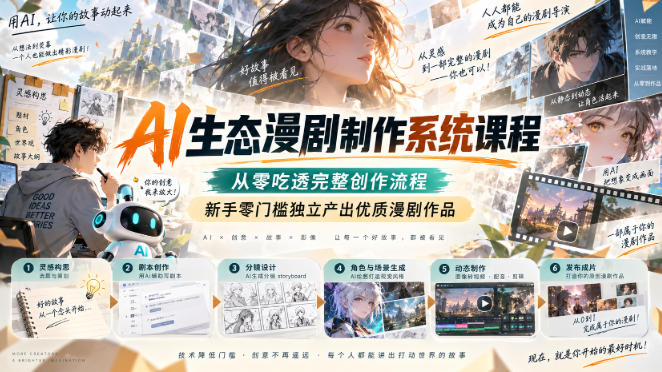 AI生态漫剧制作系统课程，从零吃透完整创作流程，新手零门槛独立产出优质漫剧作品 - 臻优资源网