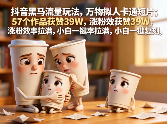抖音黑马流量玩法，万物拟人卡通短片，57个作品获赞39W，涨粉效率拉满，小白一键复刻，保姆级拆解 - 臻优资源网