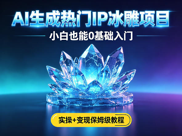 AI生成热门ip冰雕项目，小白也能0基础入门，实操+变现保姆级教程 - 臻优资源网