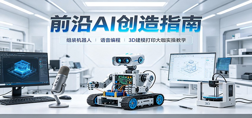 前沿AI创造指南：组装机器人、语音编程、3D建模打印大咖实操教学 - 臻优资源网