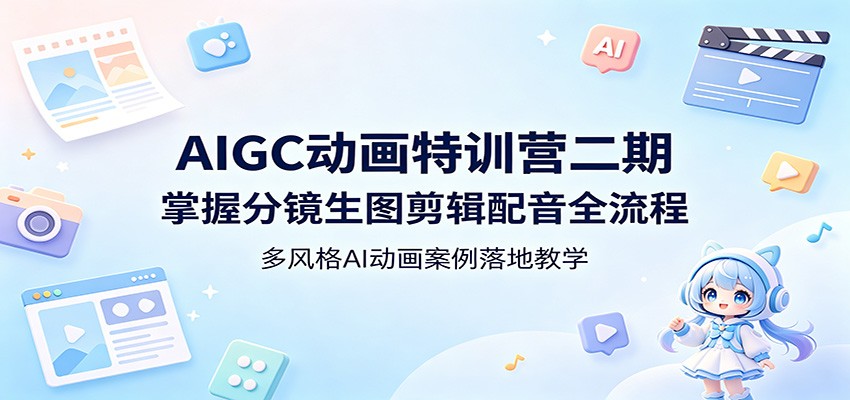AIGC动画特训营二期：掌握分镜生图剪辑配音全流程，多风格AI动画案例落地教学 - 臻优资源网