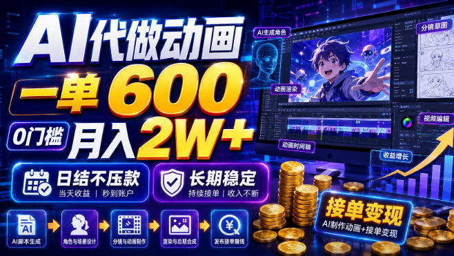 AI代做动画，一单600，0门槛月入2W+，日结不压款，长期稳定【揭秘】 - 臻优资源网