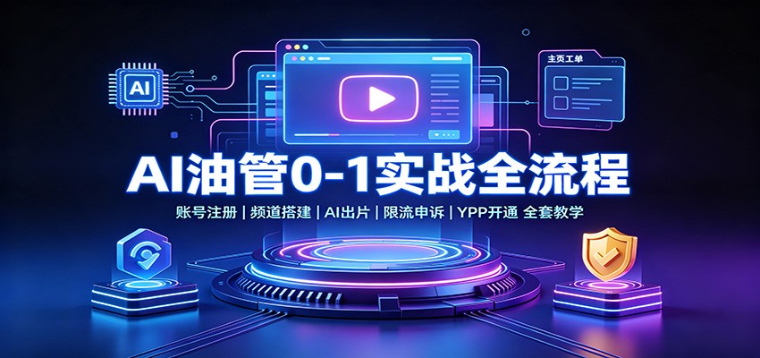 AI油管0-1实战：账号注册频道搭建，AI出片，限流申诉，YPP开通全套教学 - 臻优资源网