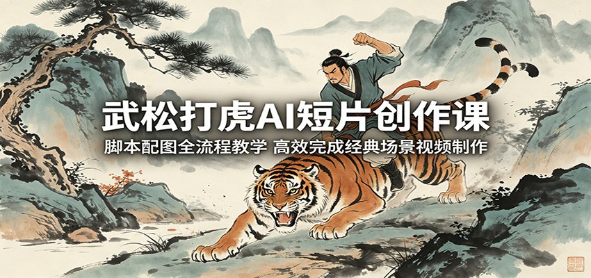 武松打虎AI短片创作课：脚本配图全流程教学，高效完成经典场景视频制作 - 臻优资源网