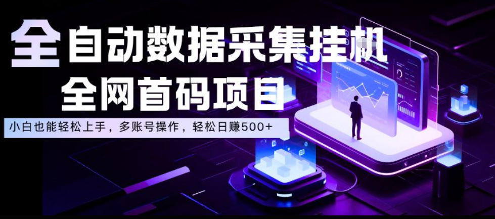 全自动数据采集挂G，全网首码项目，简单易操作，小白也能轻松上手，多账号操作，轻松日入500+【揭秘】 - 臻优资源网