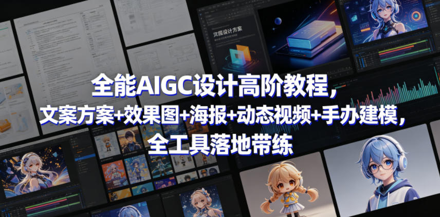 全能AIGC设计高阶教程，文案方案+效果图+海报+动态视频+手办建模，全工具落地带练 - 臻优资源网