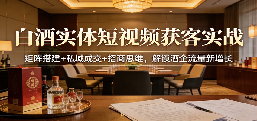 白酒实体短视频获客实战：矩阵搭建+私域成交+招商思维，解锁酒企流量新增长 - 臻优资源网
