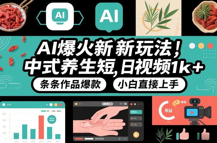 AI爆火新玩法，中式养生短视频，日收益1k+条条作品爆款，小白直接上手，附详细教程 - 臻优资源网