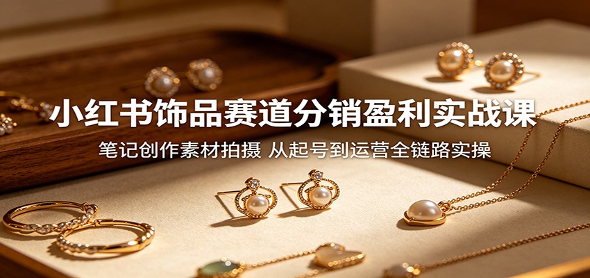 小红书饰品赛道分销盈利实战课：笔记创作素材拍摄，从起号到运营全链路实操 - 臻优资源网