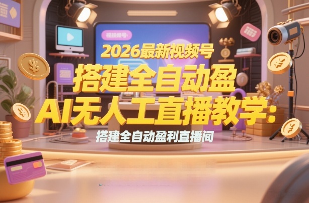 2026最新视频号AI无人直播教学：搭建全自动盈利直播间，低成本开启副业变现 - 臻优资源网