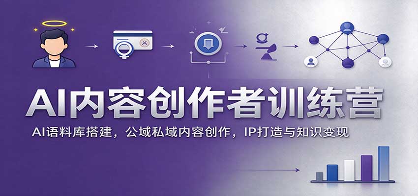 AI内容创作者训练营：AI语料库搭建，公域私域内容创作，IP打造与知识变现 - 臻优资源网