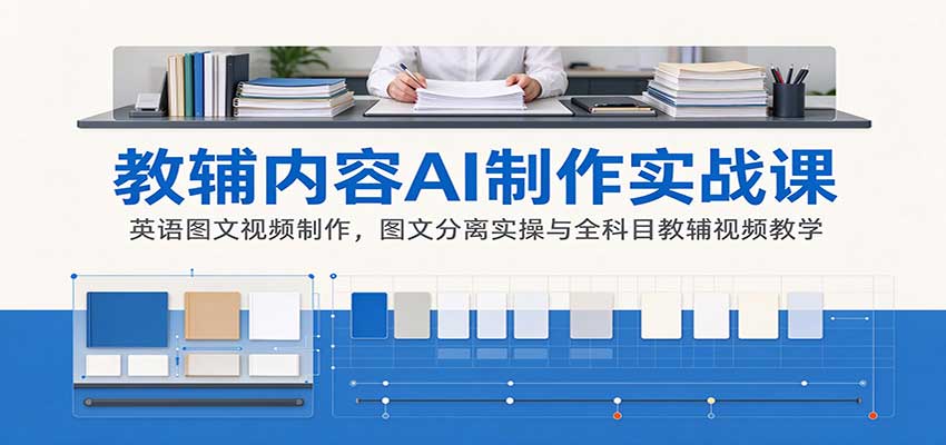 AI制作教辅内容实战课：英语图文视频制作，图文分离实操与全科目教辅视频教学 - 臻优资源网