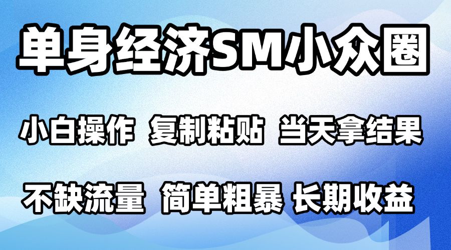 2026最新小众SM男粉情感赛道，十分钟见收益，单日2000＋小白也能当天上手，可批量放大 - 臻优资源网