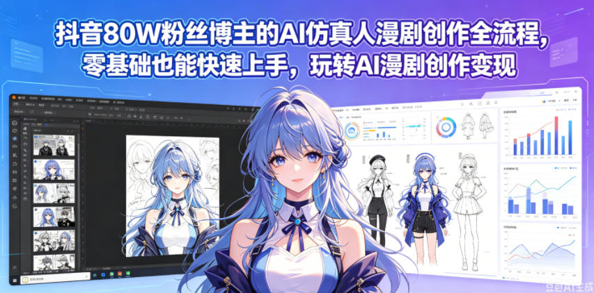 抖音80W粉丝博主的AI仿真人漫剧创作全流程，零基础也能快速上手，玩转AI漫剧创作变现 - 臻优资源网