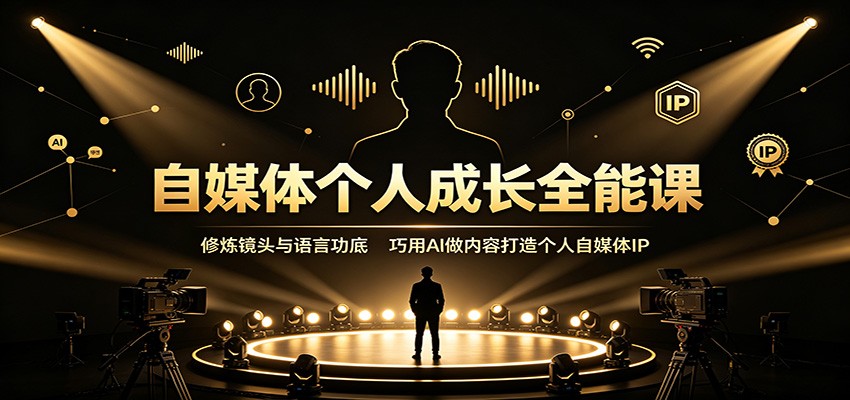 自媒体个人成长全能课：修炼镜头与语言功底，巧用AI做内容打造个人自媒体IP - 臻优资源网