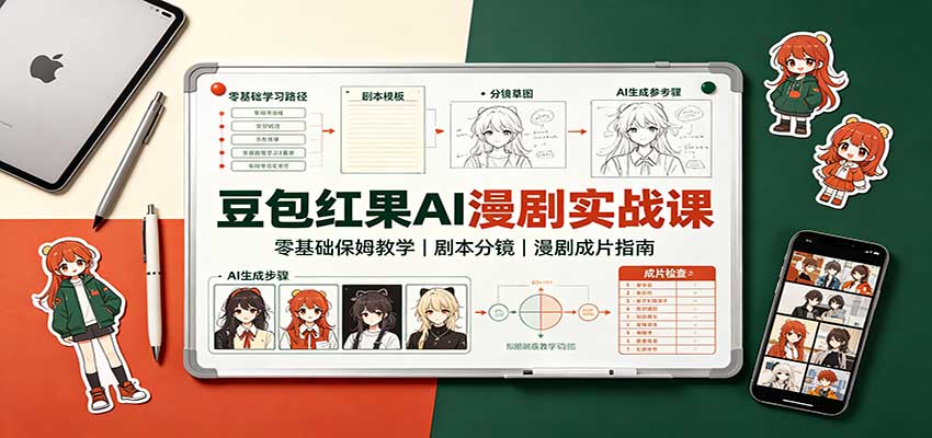 豆包红果AI漫剧实战课：零基础保姆教学，剧本分镜，漫剧成片指南 - 臻优资源网