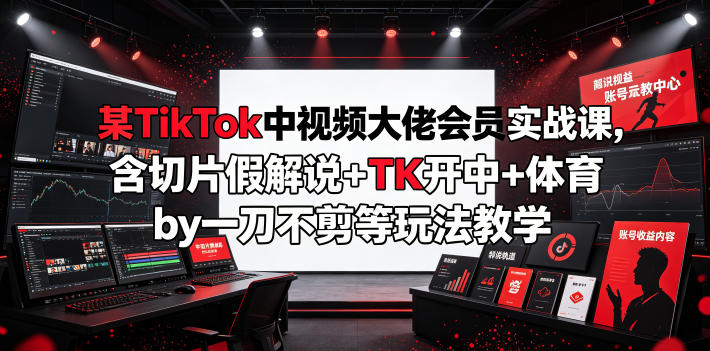 某TikTok中视频大佬会员实战课，含切片假解说+TK开中+体育by一刀不剪等玩法教学 - 臻优资源网