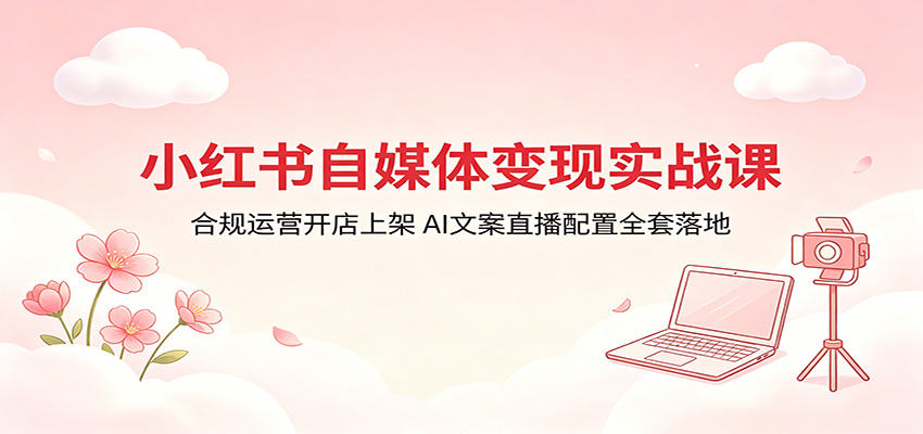 小红书自媒体变现实战课：合规运营开店上架，AI文案直播配置全套落地 - 臻优资源网