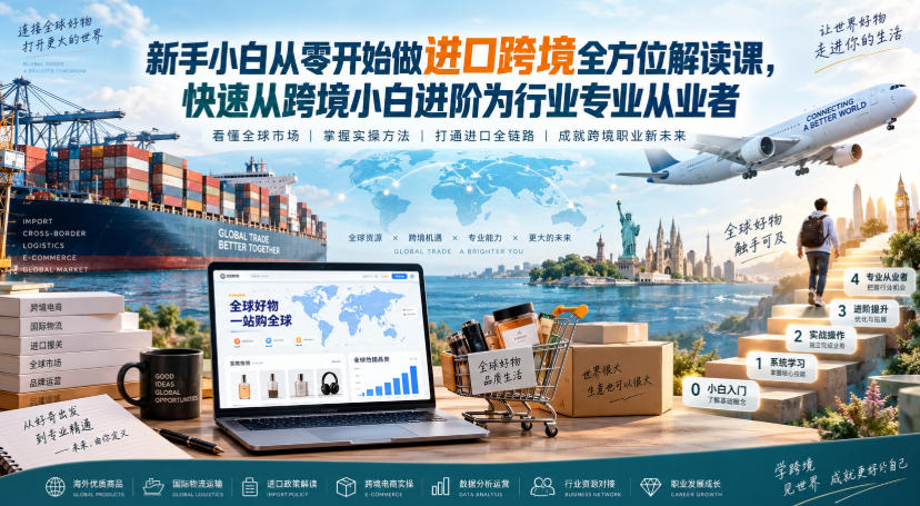 新手小白从零开始做进口跨境全方位解读课，快速从跨境小白进阶为行业专业从业者 - 臻优资源网