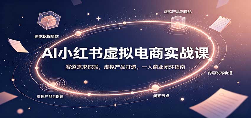 AI小红书虚拟电商实战课：赛道需求挖掘，虚拟产品打造，一人商业闭环指南 - 臻优资源网
