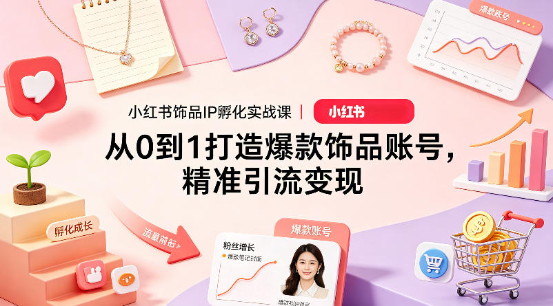 小红书饰品IP孵化实战课｜从0到1打造爆款饰品账号，精准引流变现 - 臻优资源网