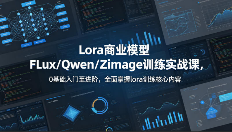 系统性学习Lora商业模型FLux／Qwen／Zimage训练实战课，0基础入门至进阶，全面掌握lora训练核心内容 - 臻优资源网