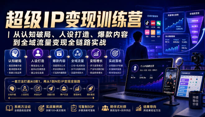 超级IP变现训练营｜从认知破局、人设打造、爆款内容到全域流量变现全链路实战 - 臻优资源网