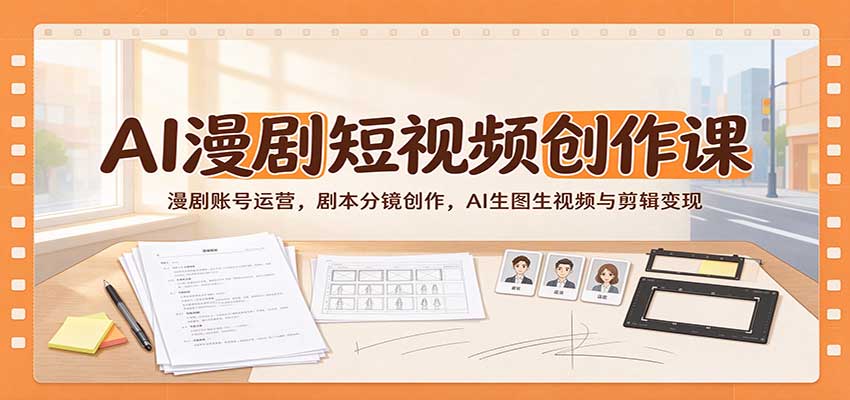 AI漫剧短视频创作课：漫剧账号运营，剧本分镜创作，AI生图生视频与剪辑变现 - 臻优资源网