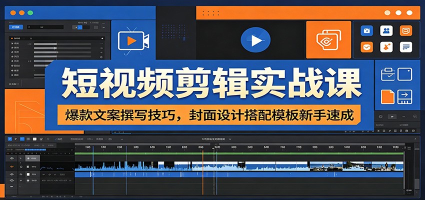 短视频剪辑实战课：爆款文案撰写技巧，封面设计搭配模板新手速成 - 臻优资源网