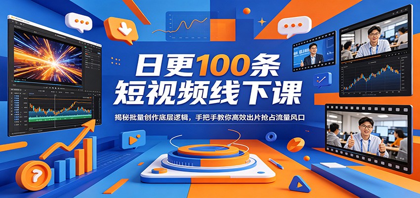日更100条短视频线下课：揭秘批量创作底层逻辑，手把手教你高效出片抢占流量风口 - 臻优资源网