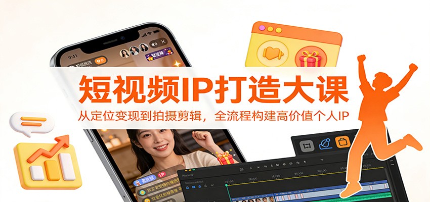 短视频IP打造大课：从定位变现到拍摄剪辑，全流程构建高价值个人IP - 臻优资源网