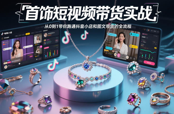 首饰短视频带货实战，从0到1带你跑通抖音小店和图文带货的全流程 - 臻优资源网