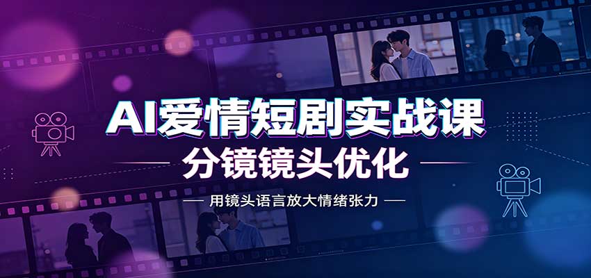 AI爱情短剧实战课：故事剧本创作，分镜镜头优化，智能体提示词 - 臻优资源网