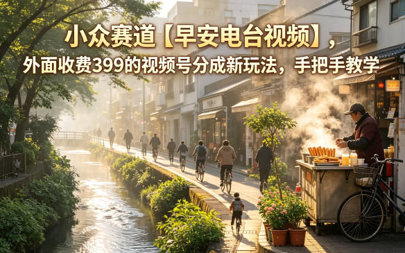 小众赛道【早安电台视频】，外面收费399的视频号分成新玩法，手把手教学 - 臻优资源网
