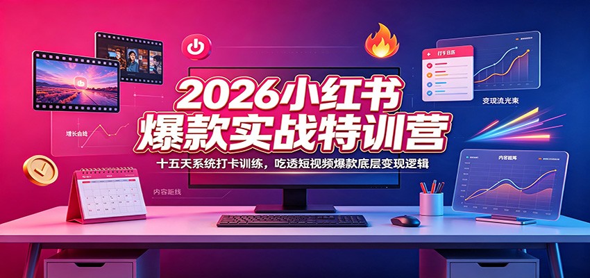 2026小红书爆款实战特训营：十五天系统打卡训练，吃透短视频爆款底层变现逻辑 - 臻优资源网