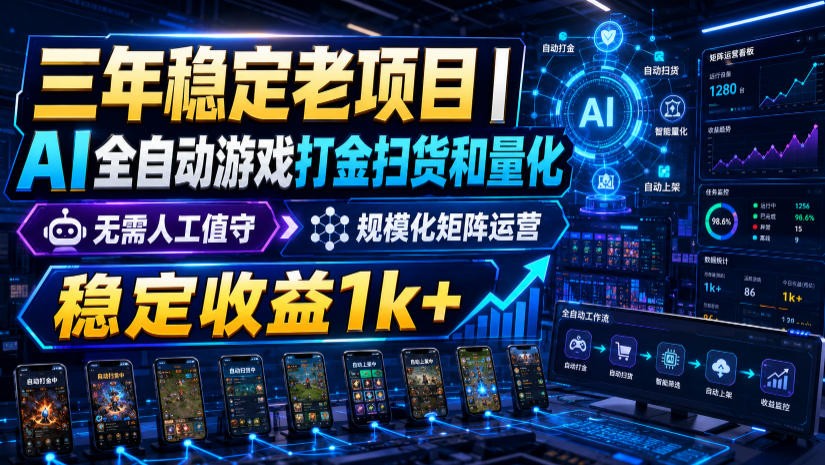 稳定三年的海外游戏全自动搬砖玩法，日入千元，无脑操作！ - 臻优资源网