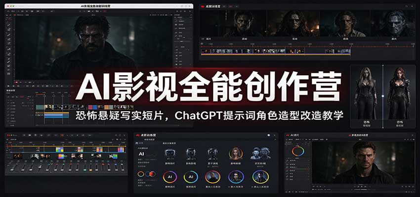 AI影视全能创作营：恐怖悬疑写实短片，ChatGPT提示词角色造型改造教学 - 臻优资源网