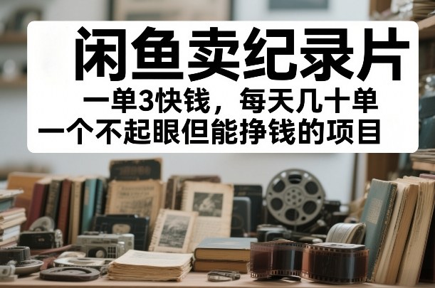 闲鱼卖纪录片，一单3快钱，每天几十单，一个不起眼但能挣钱的项目【揭秘】 - 臻优资源网