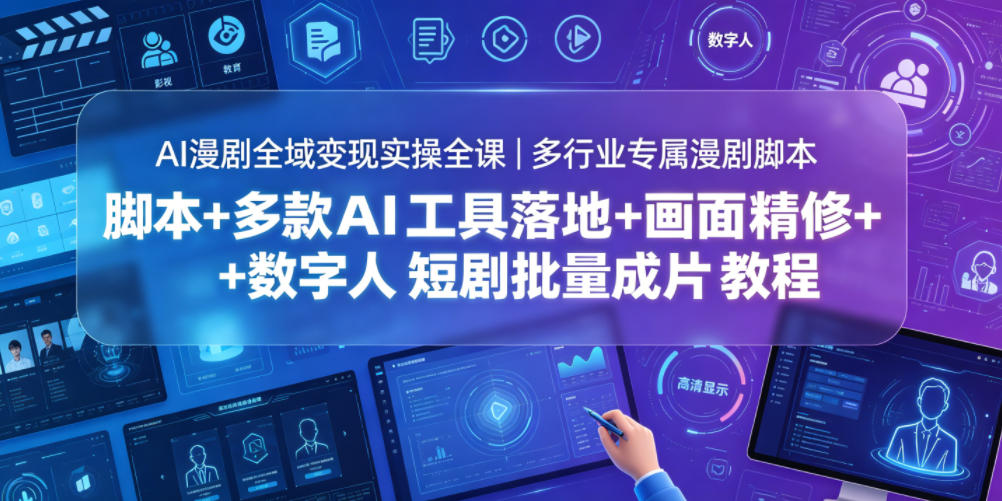 AI漫剧全域变现实操全课｜多行业专属漫剧脚本+多款AI工具落地+画面精修+数字人短剧批量成片全教程 - 臻优资源网