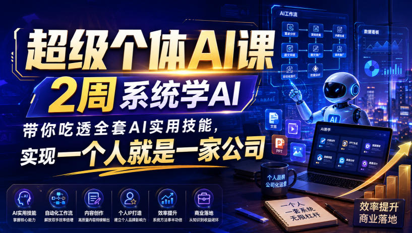 超级个体AI课，2周系统学AI，带你吃透全套AI实用技能，实现一个人就是一家公司 - 臻优资源网