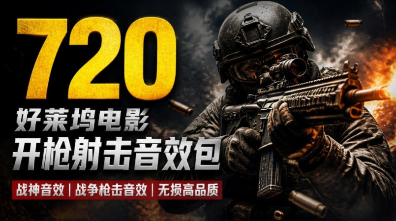 特效剪辑音效素材包来了！720+个好莱坞电影开枪射击枪声音效包，战神战争枪击音效！全部已经汉化 - 臻优资源网