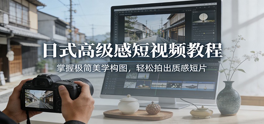 日式高级感短视频教程：掌握极简美学构图，轻松拍出质感短片 - 臻优资源网