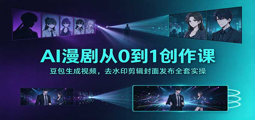 AI漫剧从0到1创作课：豆包生成视频，去水印剪辑封面发布全套实操 - 臻优资源网