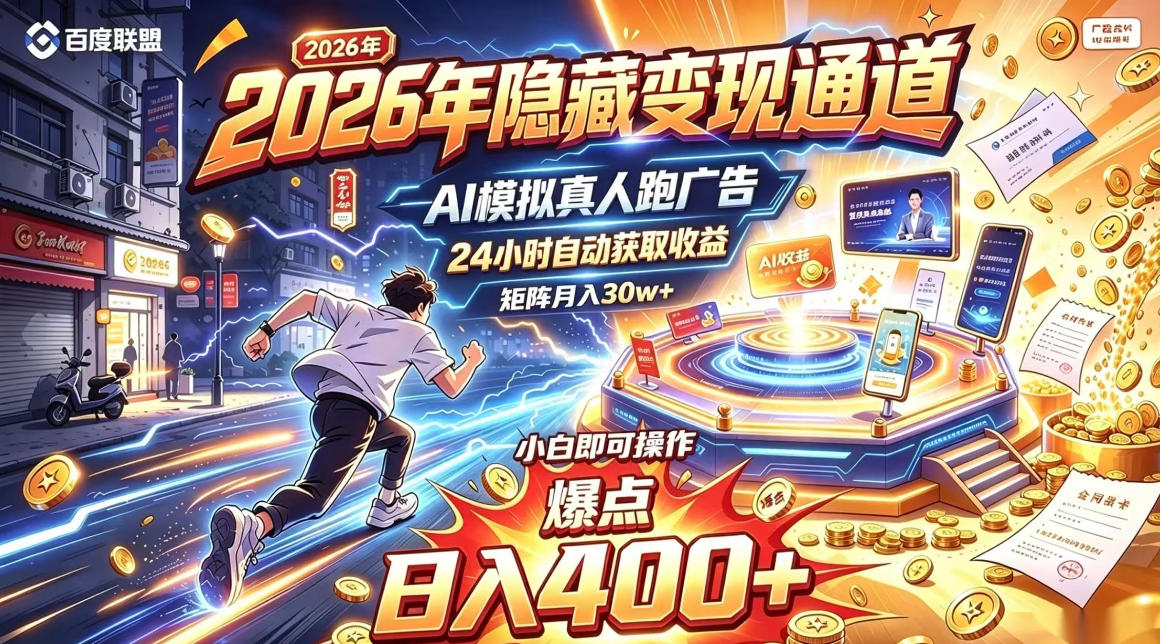 2026年别死磕自媒体，隐藏变现通道，AI模拟真人自动跑广告，小白即可操作，日入400+，矩阵月入可达到30w+【揭秘】 - 臻优资源网