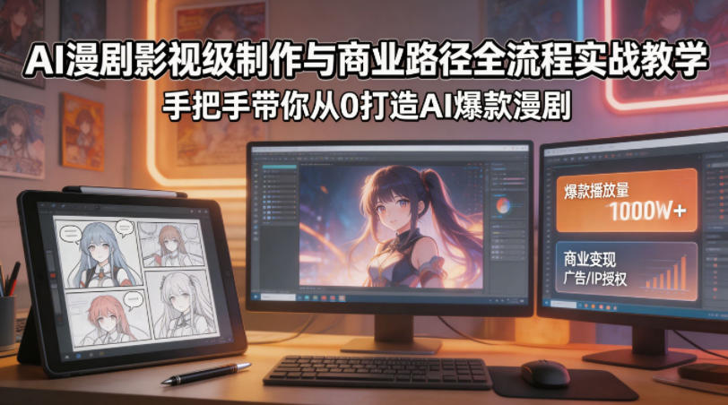 AI漫剧影视级制作与商业路径全流程实战教学，手带你从0打造AI爆款漫剧 - 臻优资源网