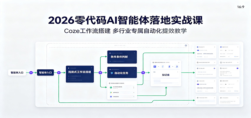 2026零代码AI智能体落地实战课：Coze工作流搭建，多行业专属自动化提效教学 - 臻优资源网