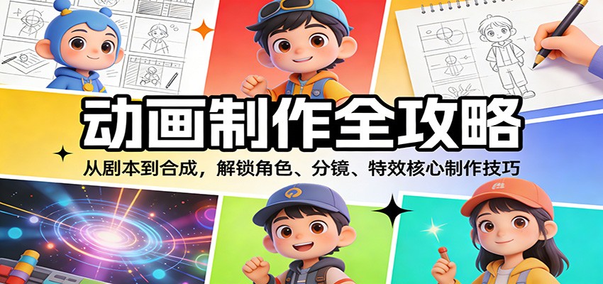 动画制作全攻略：从剧本到合成，解锁角色、分镜、特效核心制作技巧 - 臻优资源网